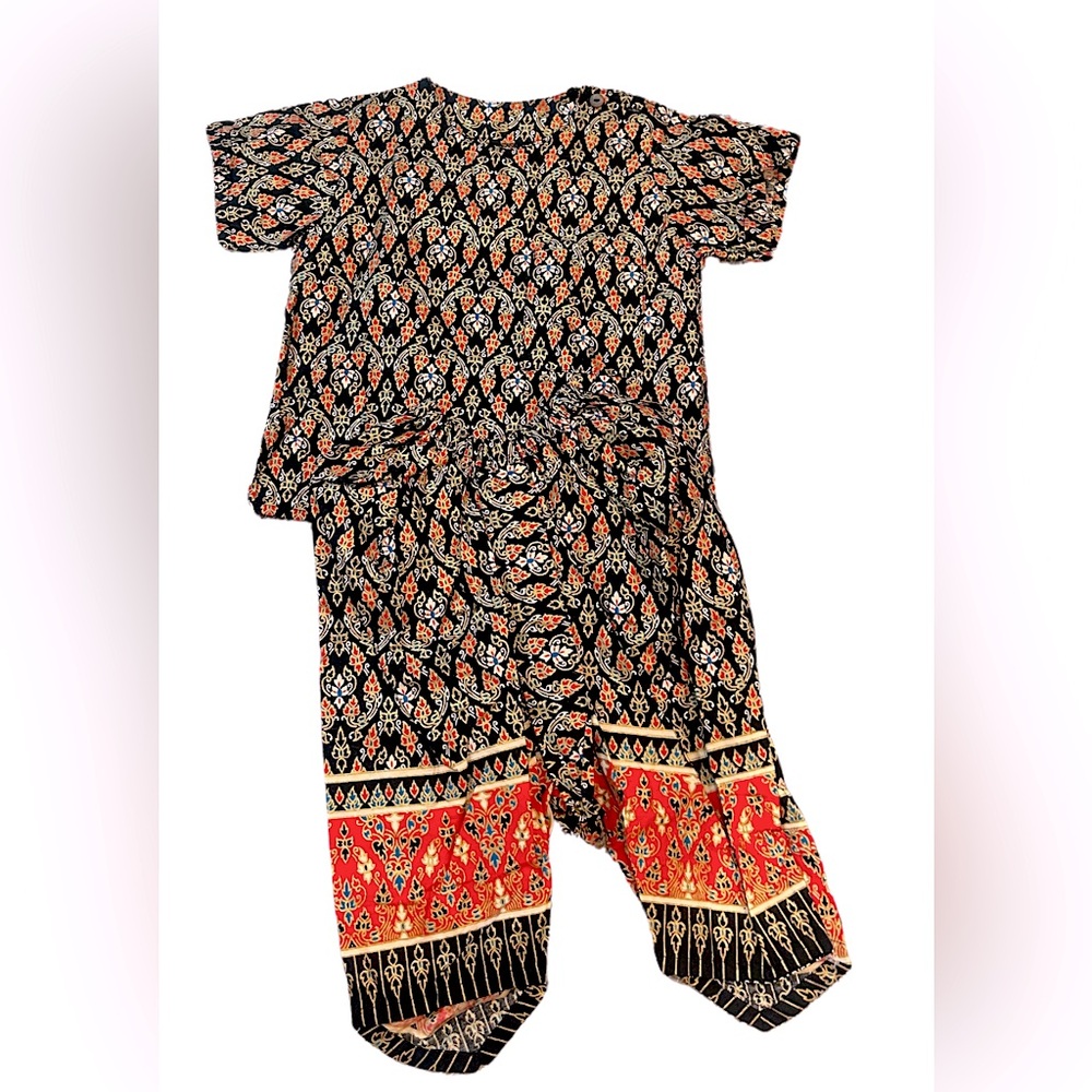 Ojo Rap Ornate 2 Piece Coord Set | Size M (Toddler) | Black/Multi | Cotton